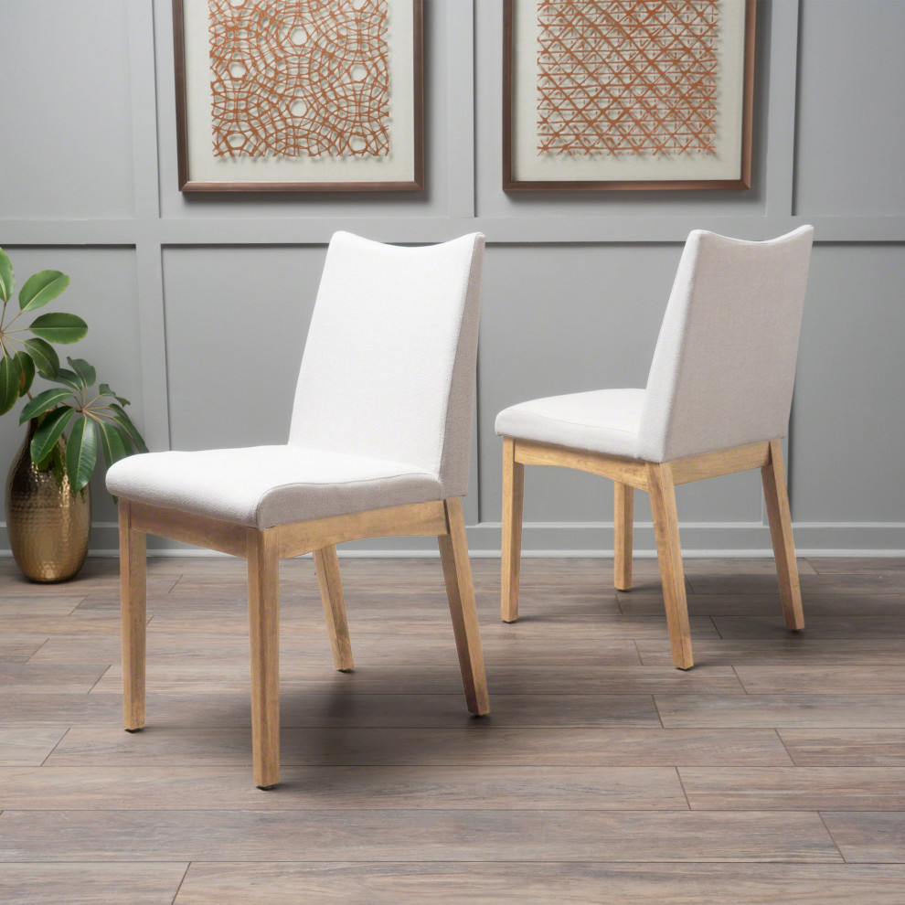 GDF Studio Gertrude Fabric  ampWood Finish Dining Chairs  Set of 2   Transitional   Dining Chairs   by GDFStudio  Houzz