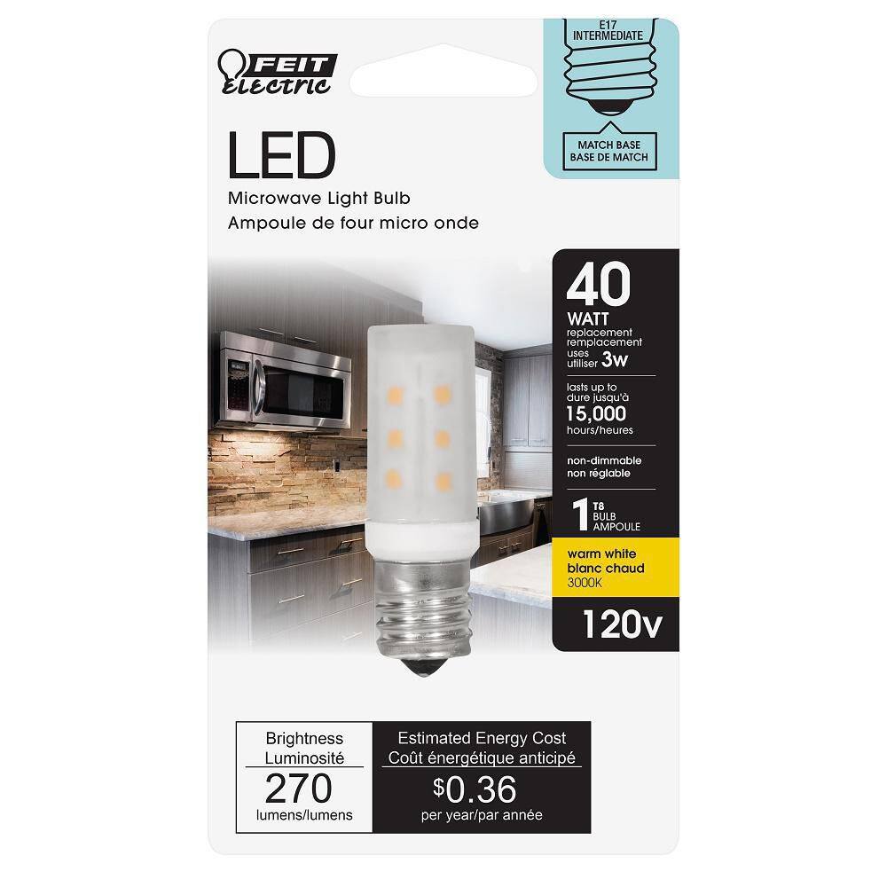 Feit Electric 40-Watt Equivalent T8 Intermediate E17 Base Appliance LED Light Bulb Warm White 3000K BP40T8NSULED