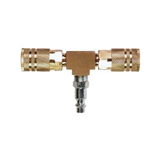 Primefit 2-Way T-Style Air Manifold with 14 in. 6-Ball Brass Couplers M1404-4