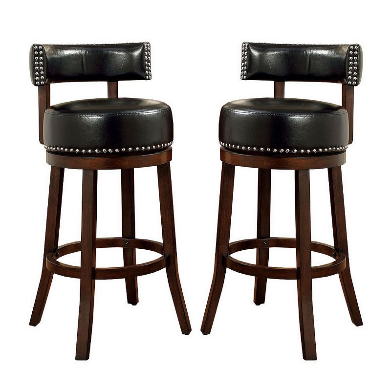 Shirley Contemporary 29 Barstool With pu Cushion， Black Finish， Set of 2