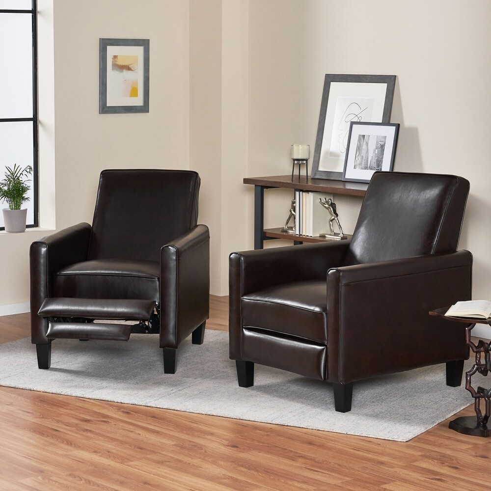 Darvis Contemporary Bonded Leather Recliner (Set of 2) by Christopher Knight Home