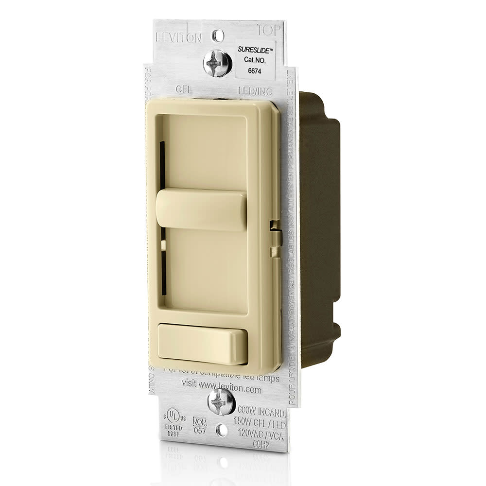 Leviton Ivory Incandescent/Halogen Preset Slide Dimmer Switch