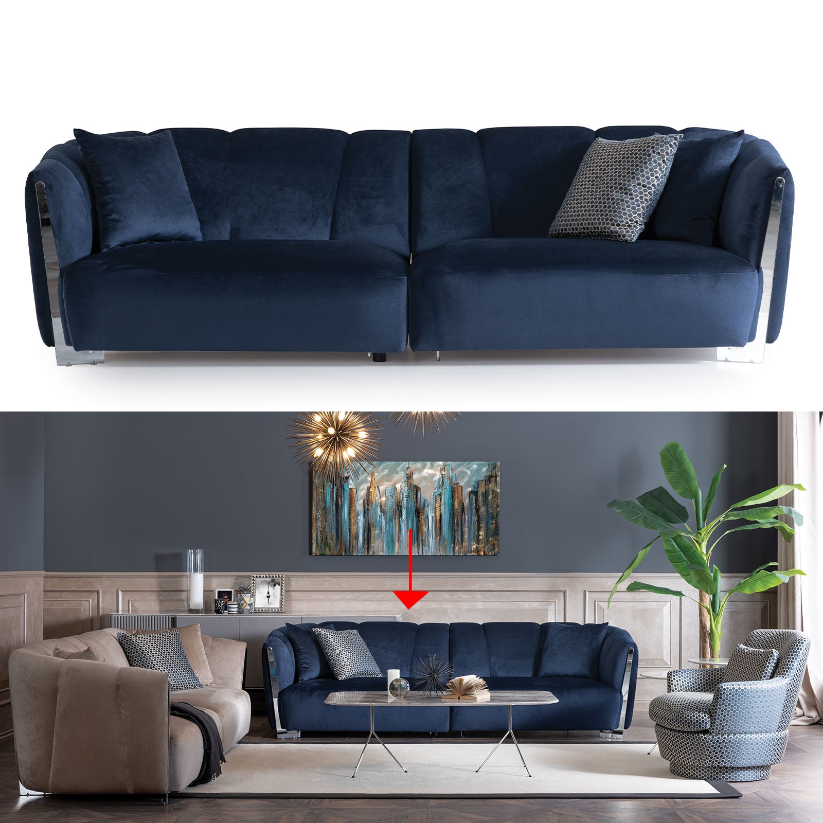 Ultra  3Seater Sofa Ultra-Blue