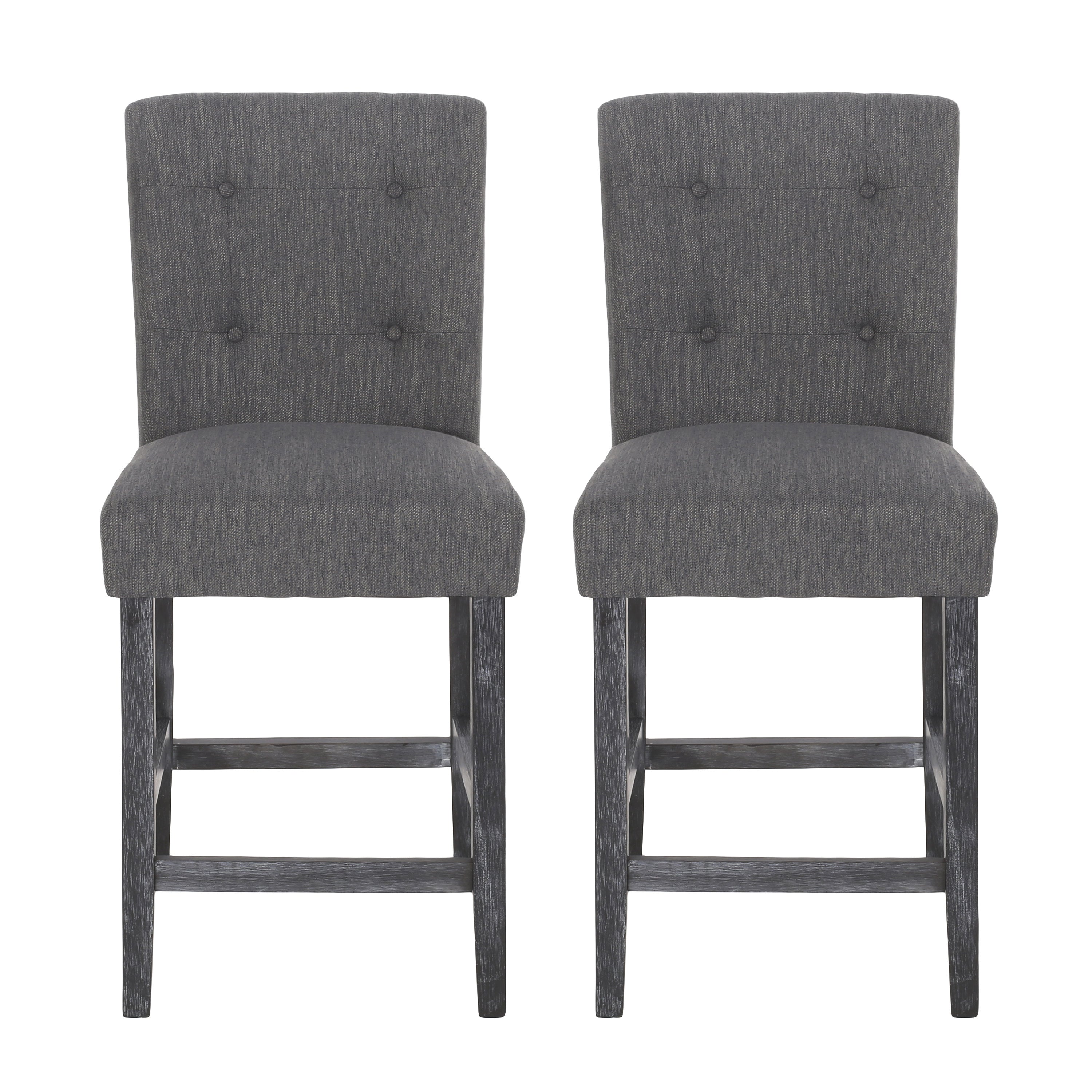 roy Contemporary Fabric Button Tufted 26 Inch Counter Stools, Set of 2