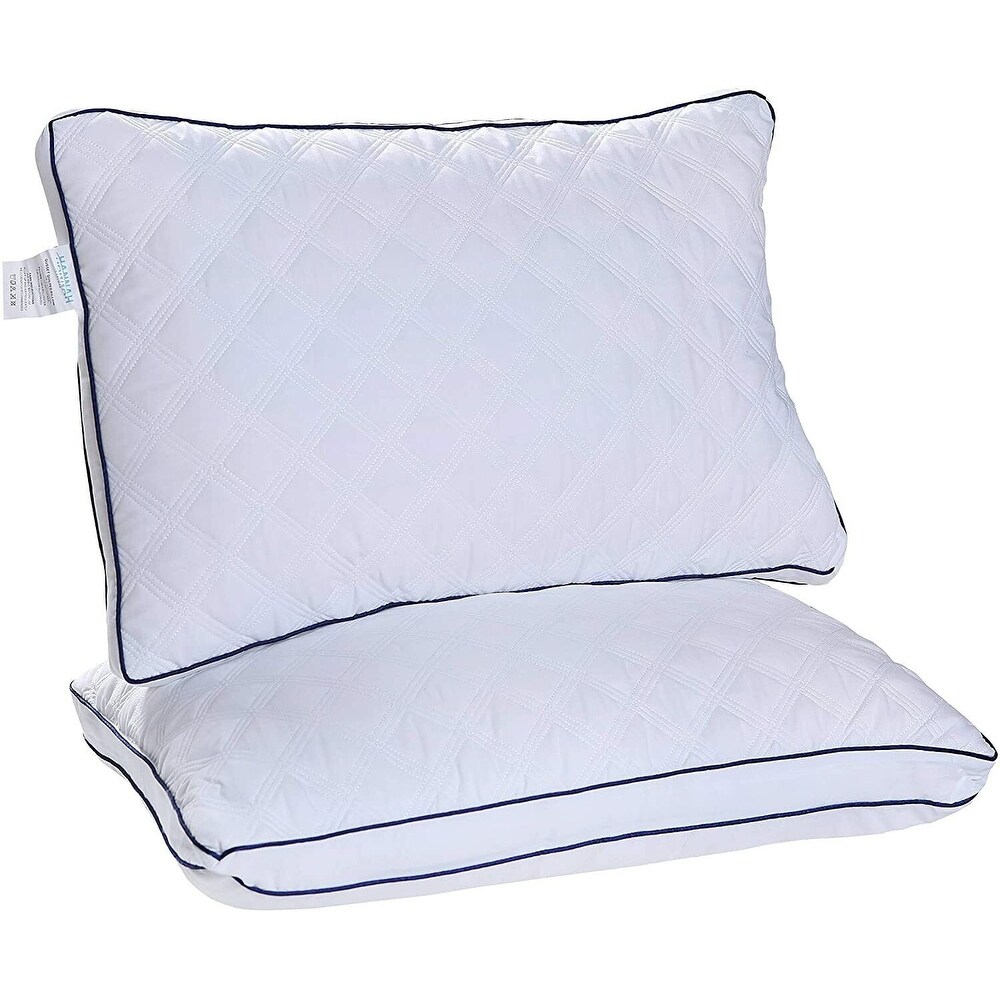 King Set of 2 Gusseted Bed Pillows for Neck Support Ideal