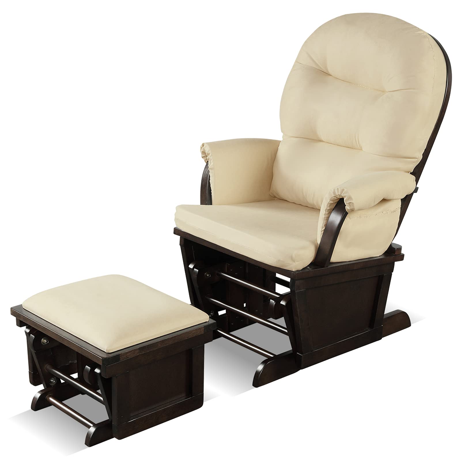 Costzon Glider and Ottoman Set, Wood Glider Rocker for Nursery