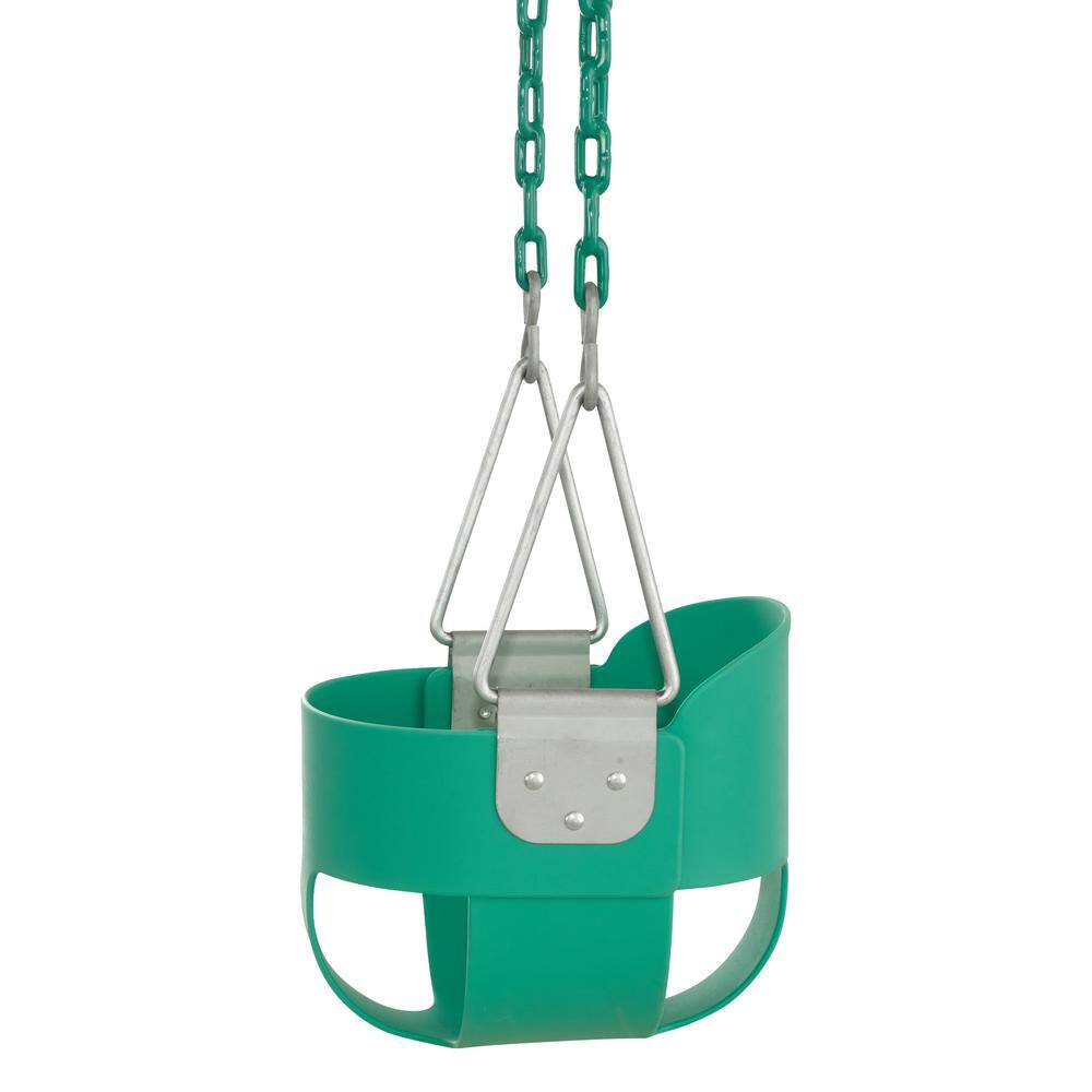 SWINGAN Machrus Swingan High Back Full Bucket Toddler and Baby Swing with Vinyl Coated Chain Fully Assembled Green SWBSC-GN