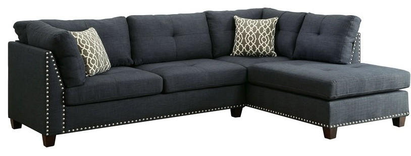 Laurissa Sectional Sofa With 2 Pillows and Ottoman   Transitional   Sectional Sofas   by Homesquare  Houzz