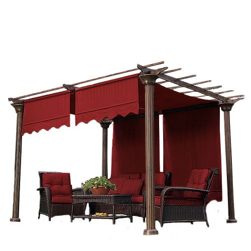 Garden Winds Universal Designer Replacement Pergola Shade Canopy Top Cover Only - Cinnabar - Metal Structure Not Included