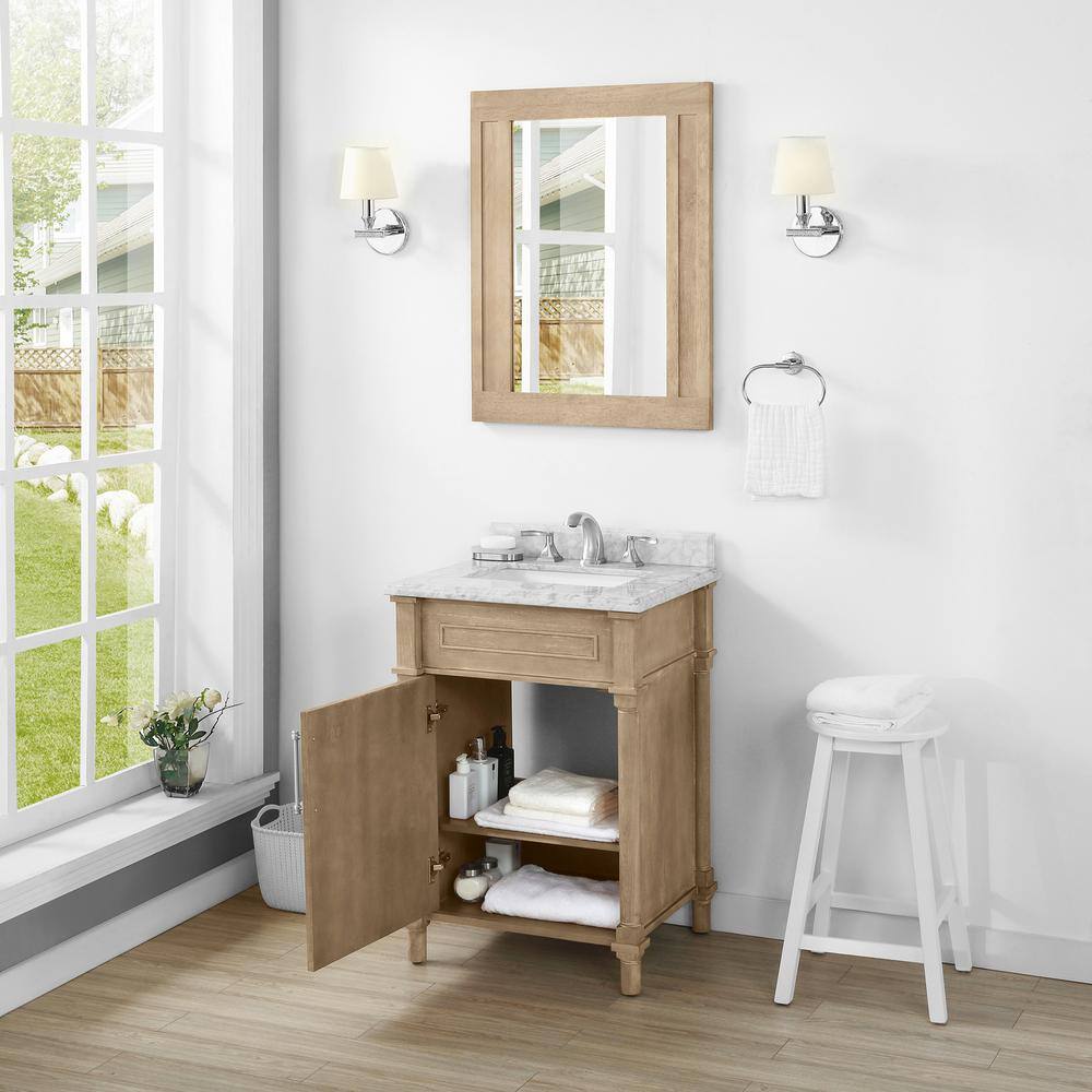 Home Decorators Collection Aberdeen 24 in. W x 20 in. D x 34.5 in. H Bath Vanity in Antique Oak with White Carrara Marble Vanity Top Aberdeen 24AO