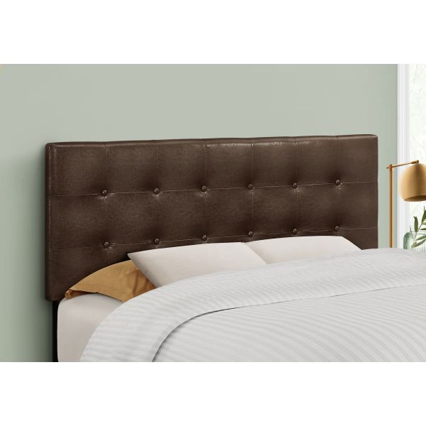 Bed， Headboard Only， Full Size， Bedroom， Upholstered， Brown Leather Look， Transitional