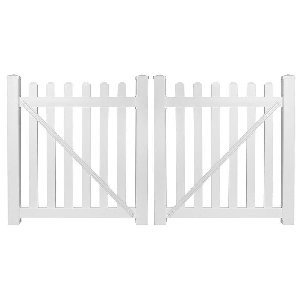 Weatherables Chelsea 10 ft. W x 4 ft. H White Vinyl Picket Fence Double Gate Kit Includes Gate Hardware DWPI-3-4x60