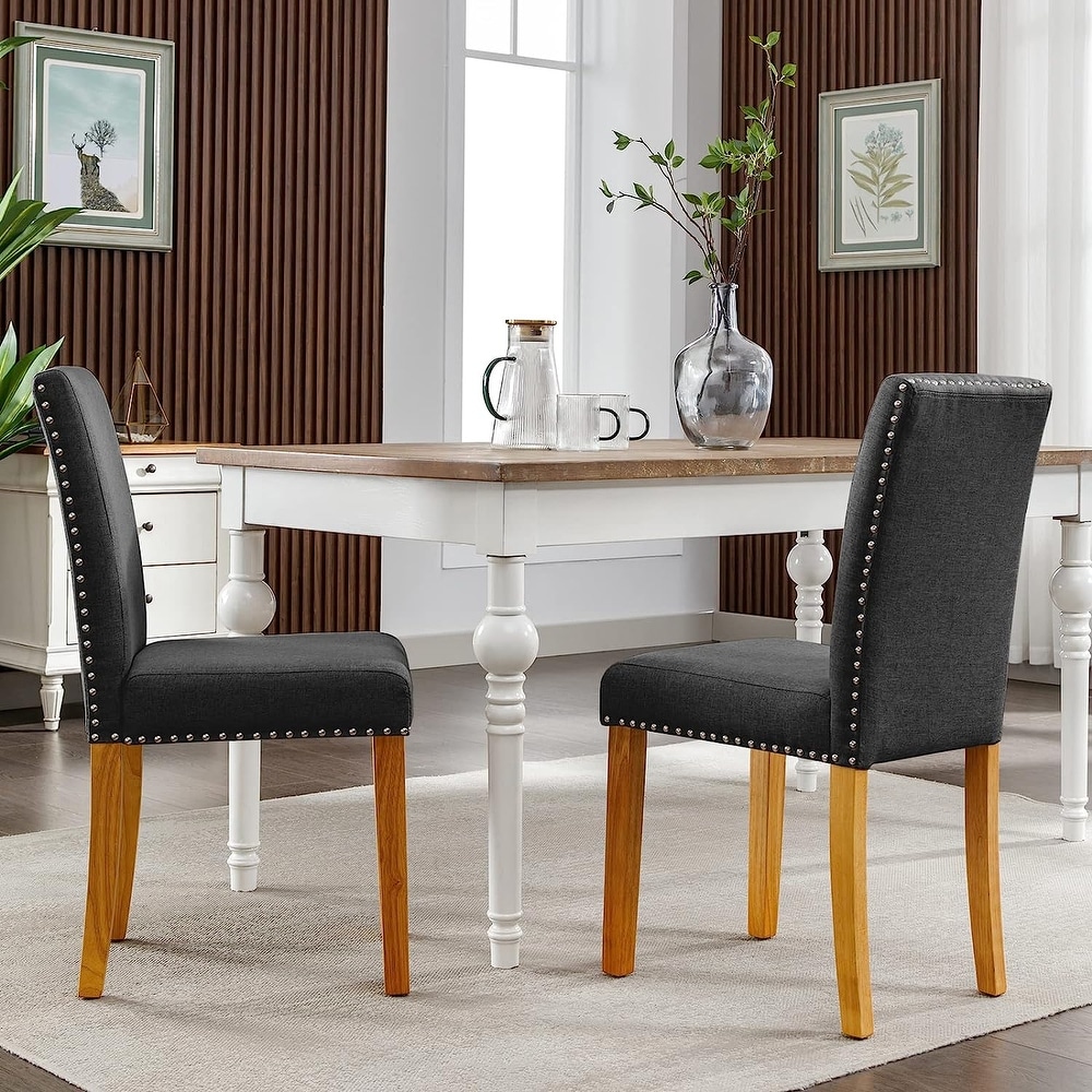 Mixoy Dining Chair Upholstered Dining Chairs with Nailed Trim Backrest Suitable for Dining Table  Kitchen Chair for Home