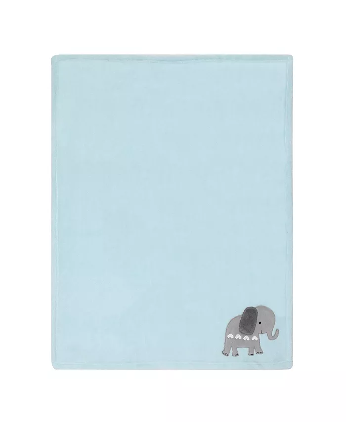 Bedtime Originals Jungle Fun Blue Gray Safari Elephant Baby Blanket