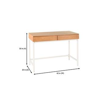 StyleWell Donnelly White Metal and Natural Wood Finish Writing Desk with 2 Drawers (42 in. W x 30 in. H) PT7024WH