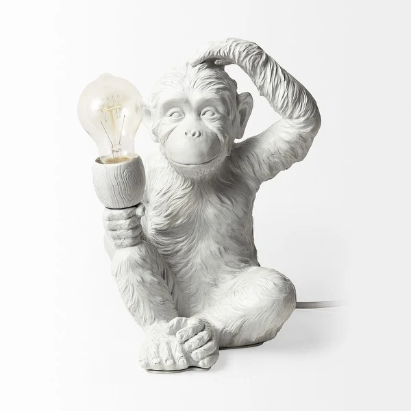 White Whimsical Monkey Table or Desk Lamp - 12