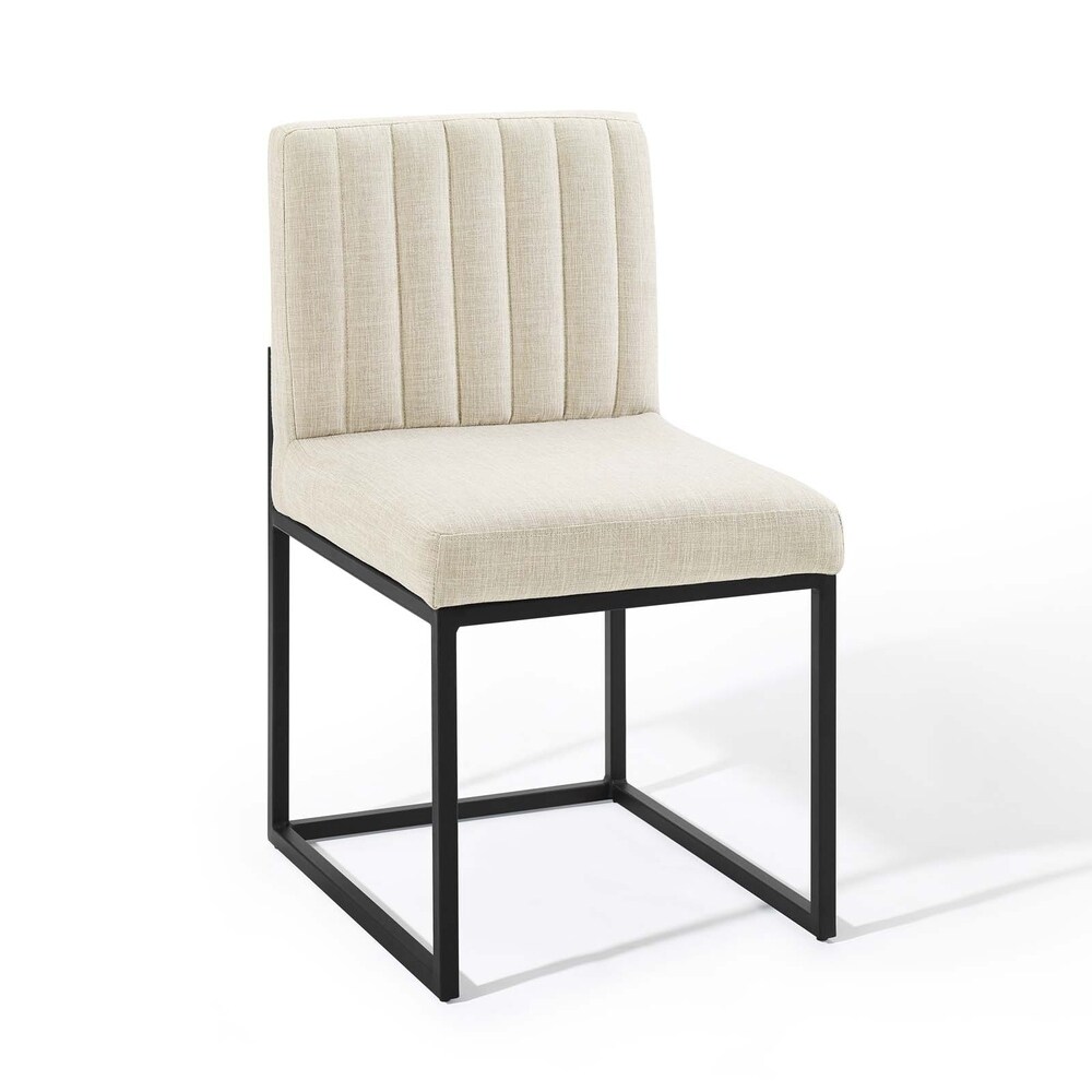 Carriage Channel Tufted Sled Base Upholstered Fabric Dining Chair