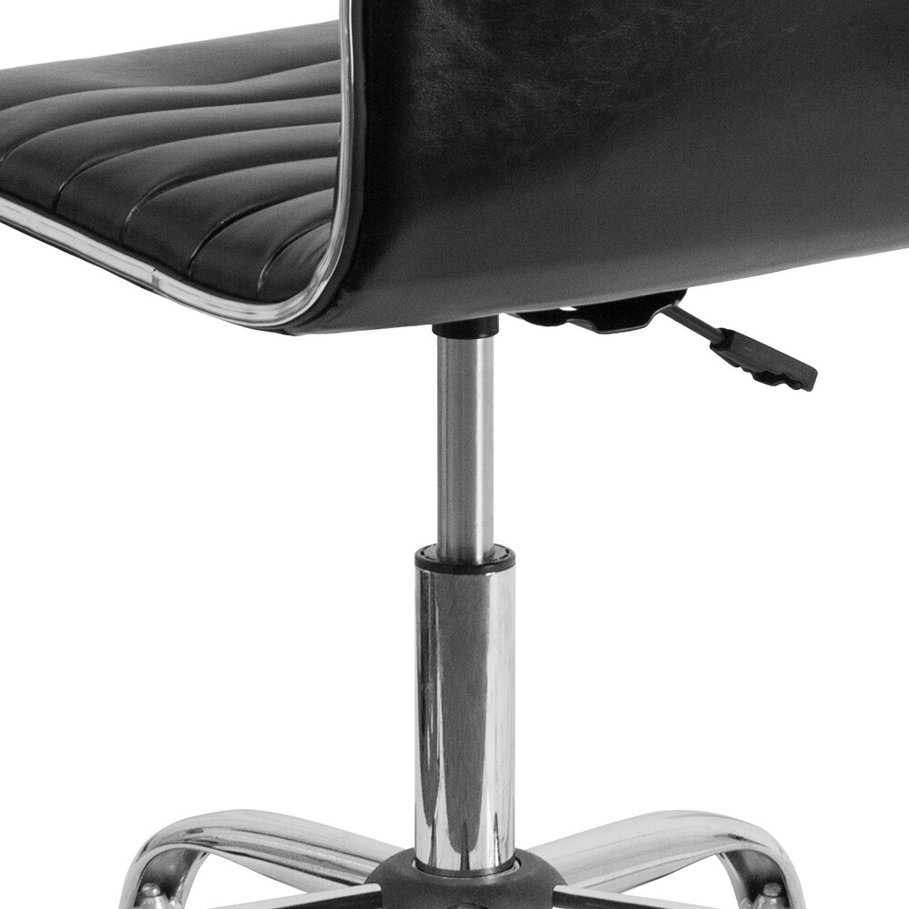 Low Back Designer Armless Ribbed Swivel Task Office Chair