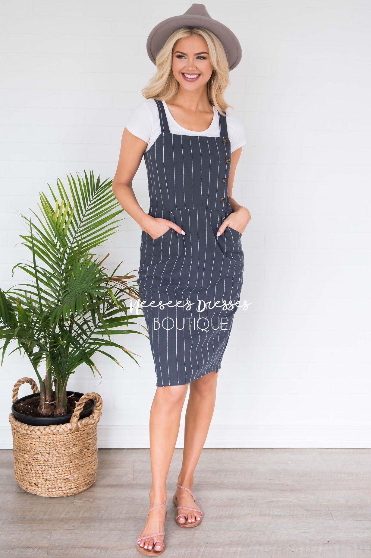 The Zo Striped Overall Dress