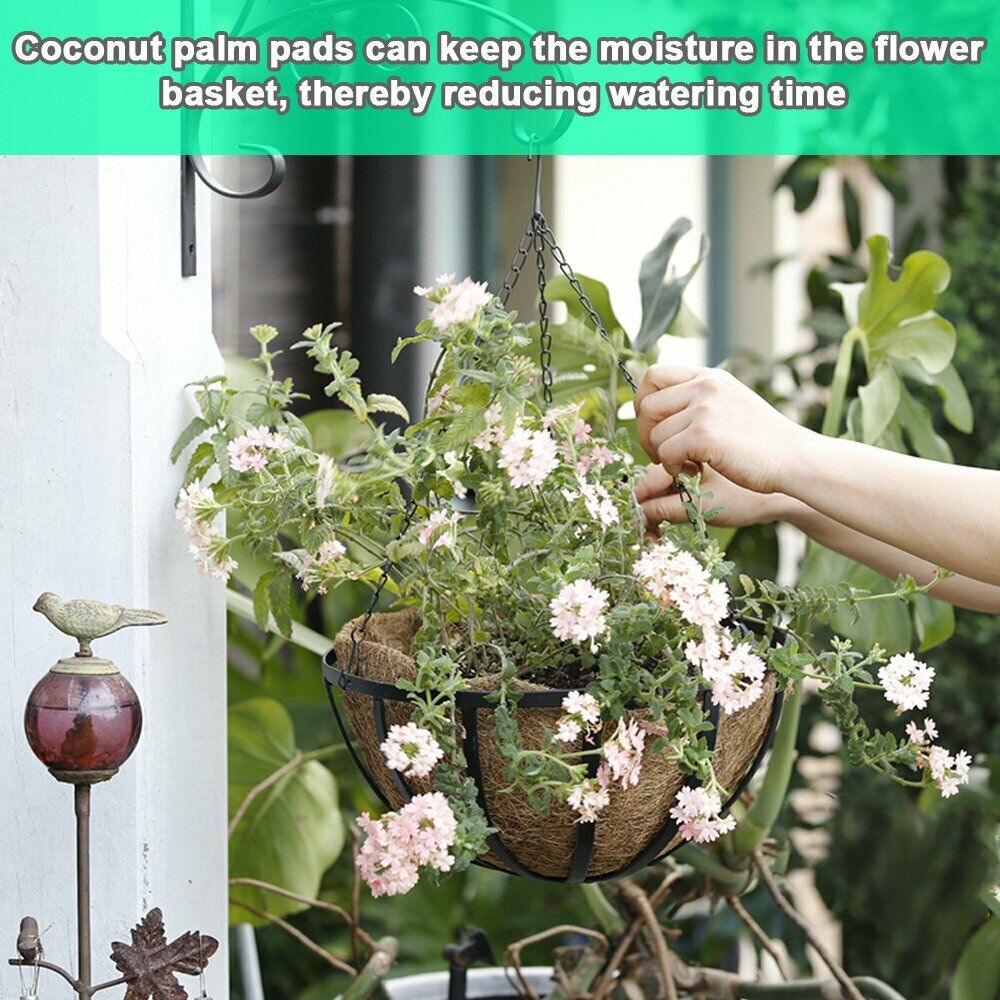 EROCK 2pcs 8" Round Coco Coir Liners Replacement for Hanging Basket, 100% Natural Pre-Formed Coconut Fiber Planter Liners for Garden Flower Vegetables Pot/Wall Hanging Baskets/Fence Flower Baskets