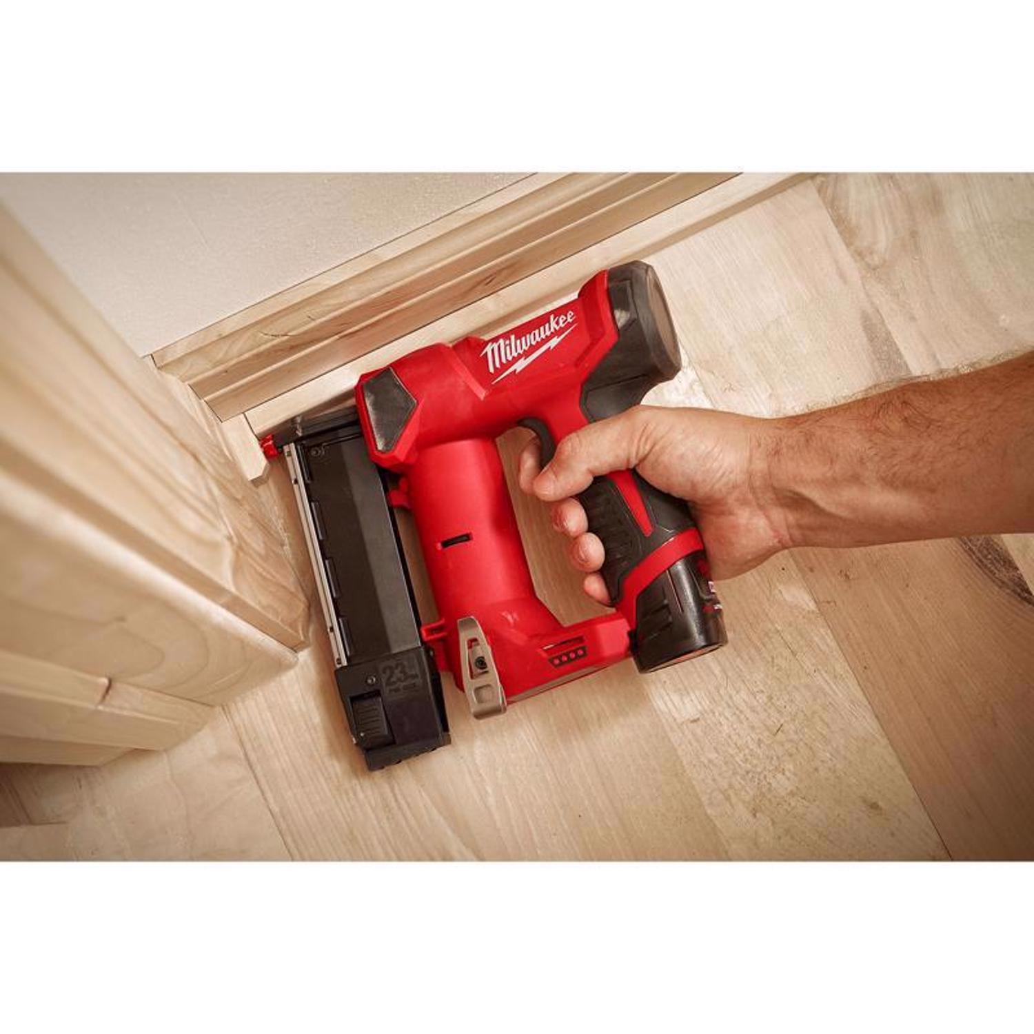 MW M12 23 Ga. Cordless Pin Nailer Kit (Battery \u0026 Charger) 12 V