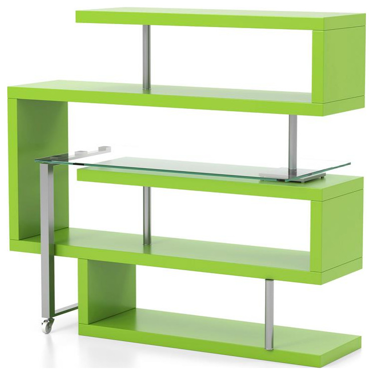 Furniture of America Creema Modern Wood 4 Shelf Bookcase Desk in Green   Contemporary   Bookcases   by Homesquare  Houzz