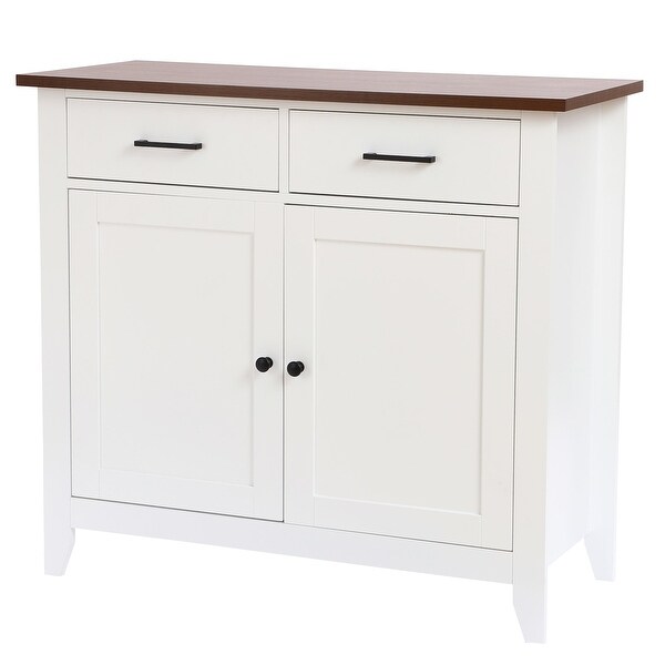 White Wood 2-Drawer 2-Door Sideboard Storage Cabinet - 32.83