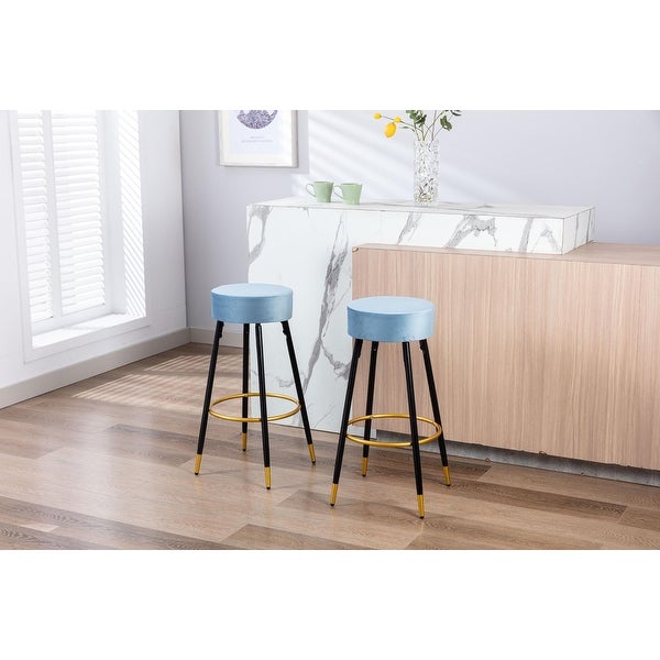 30.11 in. Set of 2 Metal Frame Bar Stool with Velvet Seat