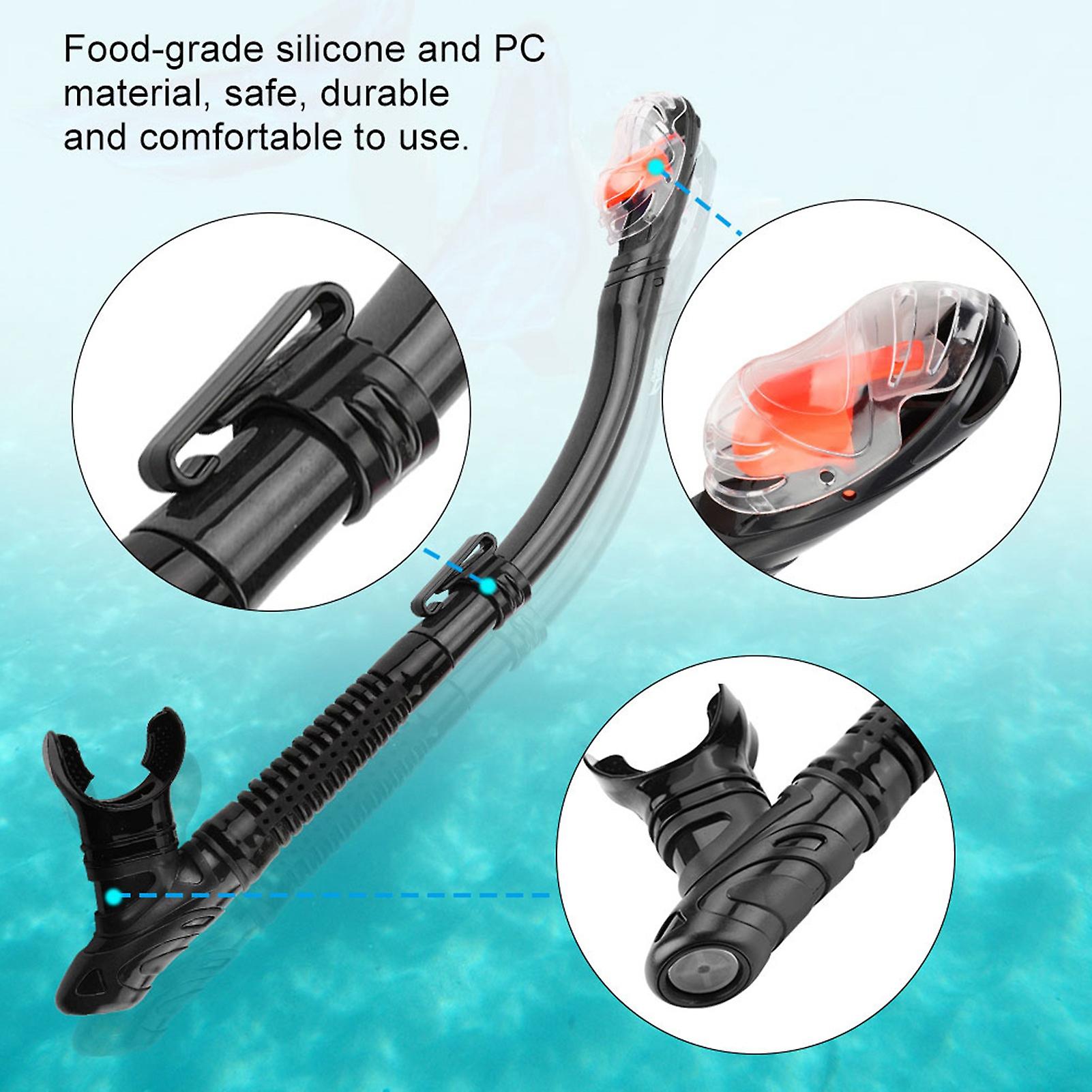 Keep Diving Full Dry Breathing Tube Diving Swimming Snorkel Underwater Sports Equipment(black)