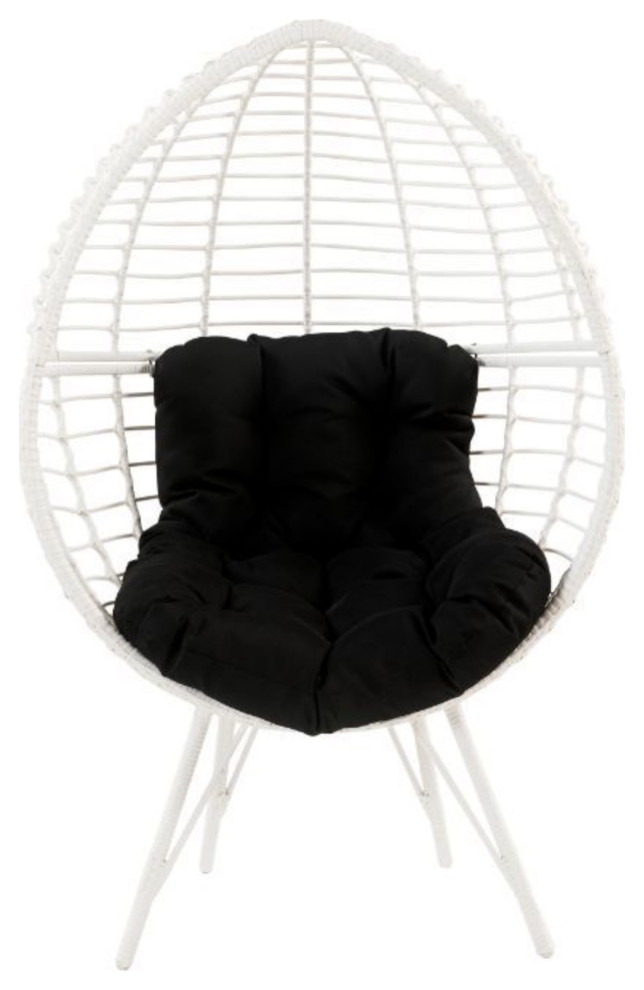 Ergode Patio Lounge Chair Black Fabric  ampWhite Wicker   Contemporary   Outdoor Lounge Chairs   by Virventures  Houzz