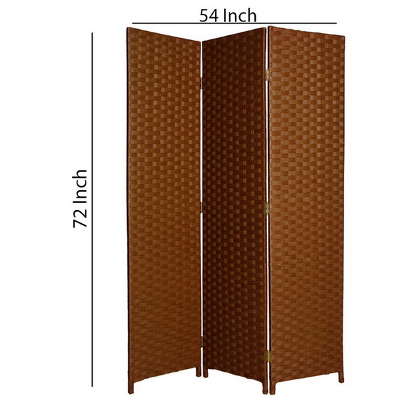 Benjara BM26679 Wooden Foldable 3 Panel Room Divid...