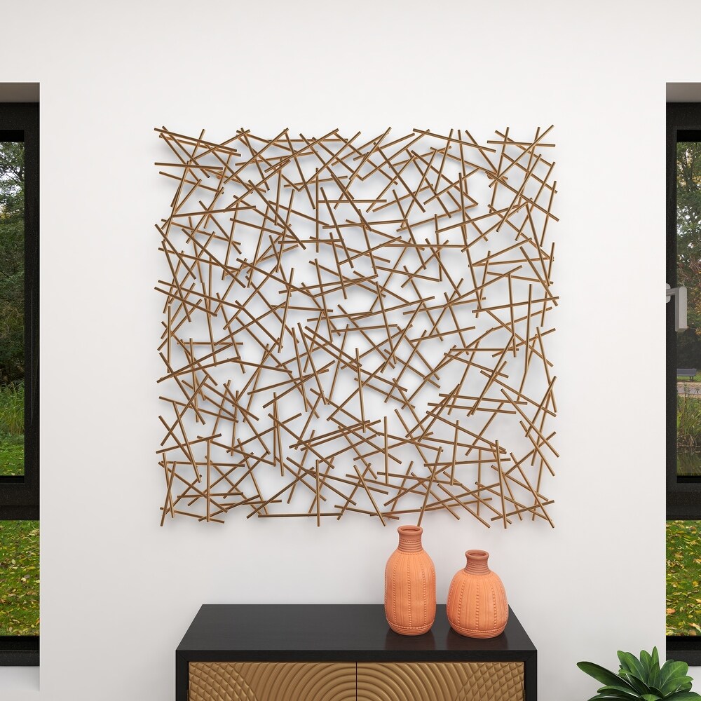 Gold Metal Overlapping Lines Geometric Wall Decor   40 x 2 x 40