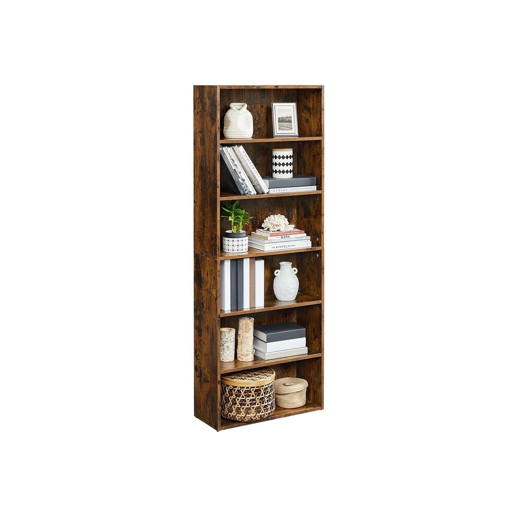 Bookshelf  Open Bookcase with Adjustable Storage Shelves  Floor Standing Unit  23.6”  Rustic Brown   23.6\