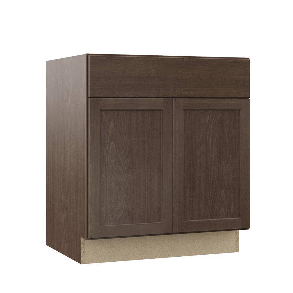 Hampton Bay Shaker Assembled 30 x 34.5 x 21 in. Bathroom Vanity Base Cabinet in Brindle KVSB30-BDL