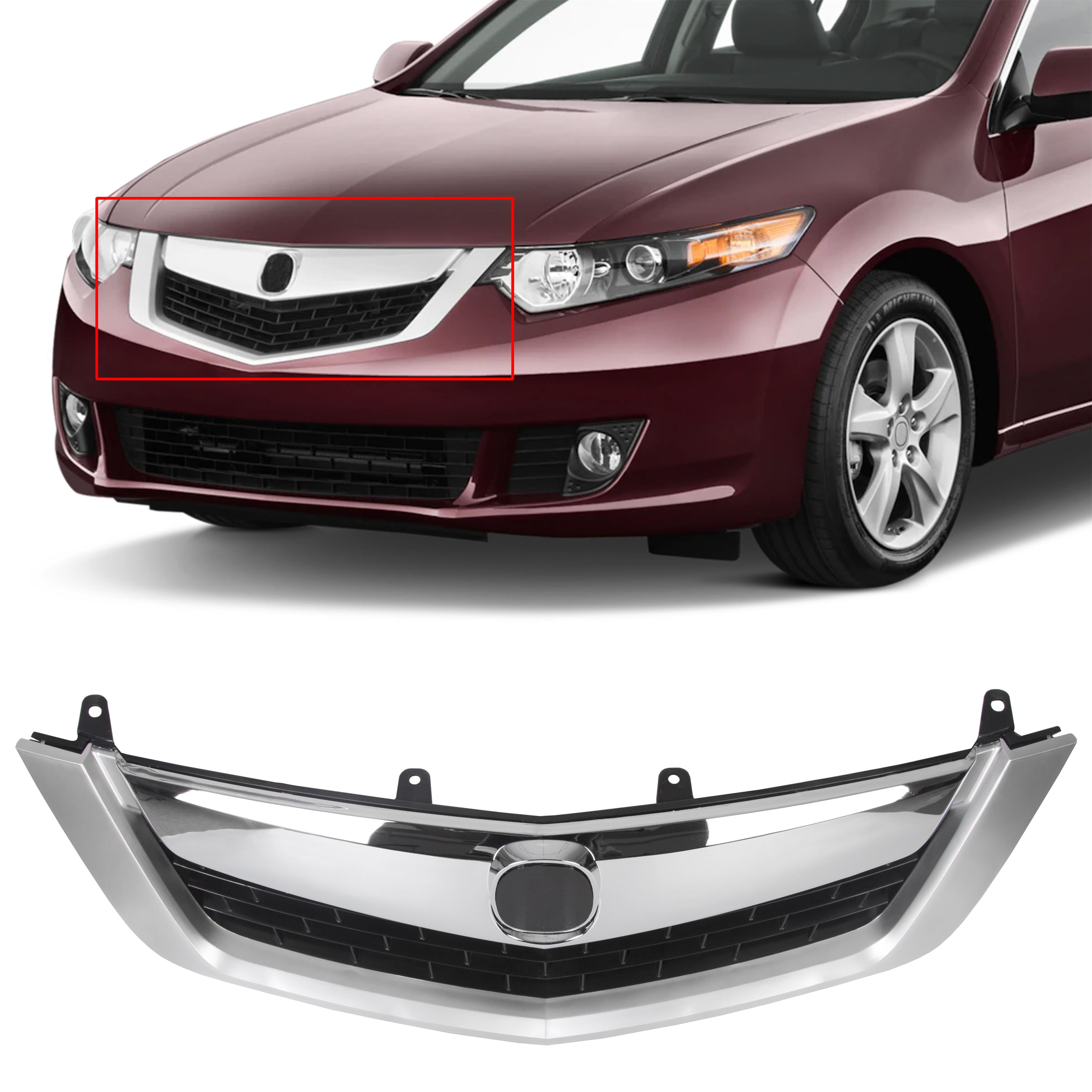 Kojem Front Bumper Upper Grille Chrome Replacement Mesh Grill for 2009 2010  ACURA TSX