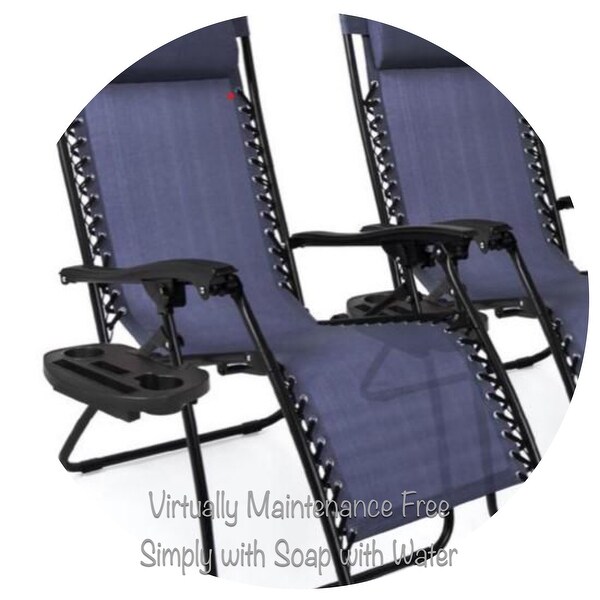 Zero Gravity Recliner / Lounger and Cup Holder in Indigo Blue Mesh 2Pk.