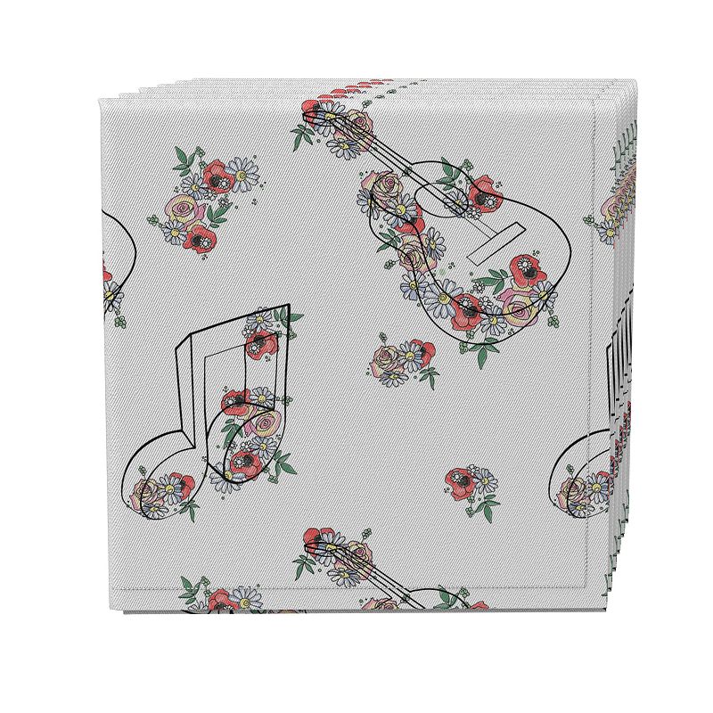 Napkin Set of 4， 100% Cotton， 20x20， Floral Music