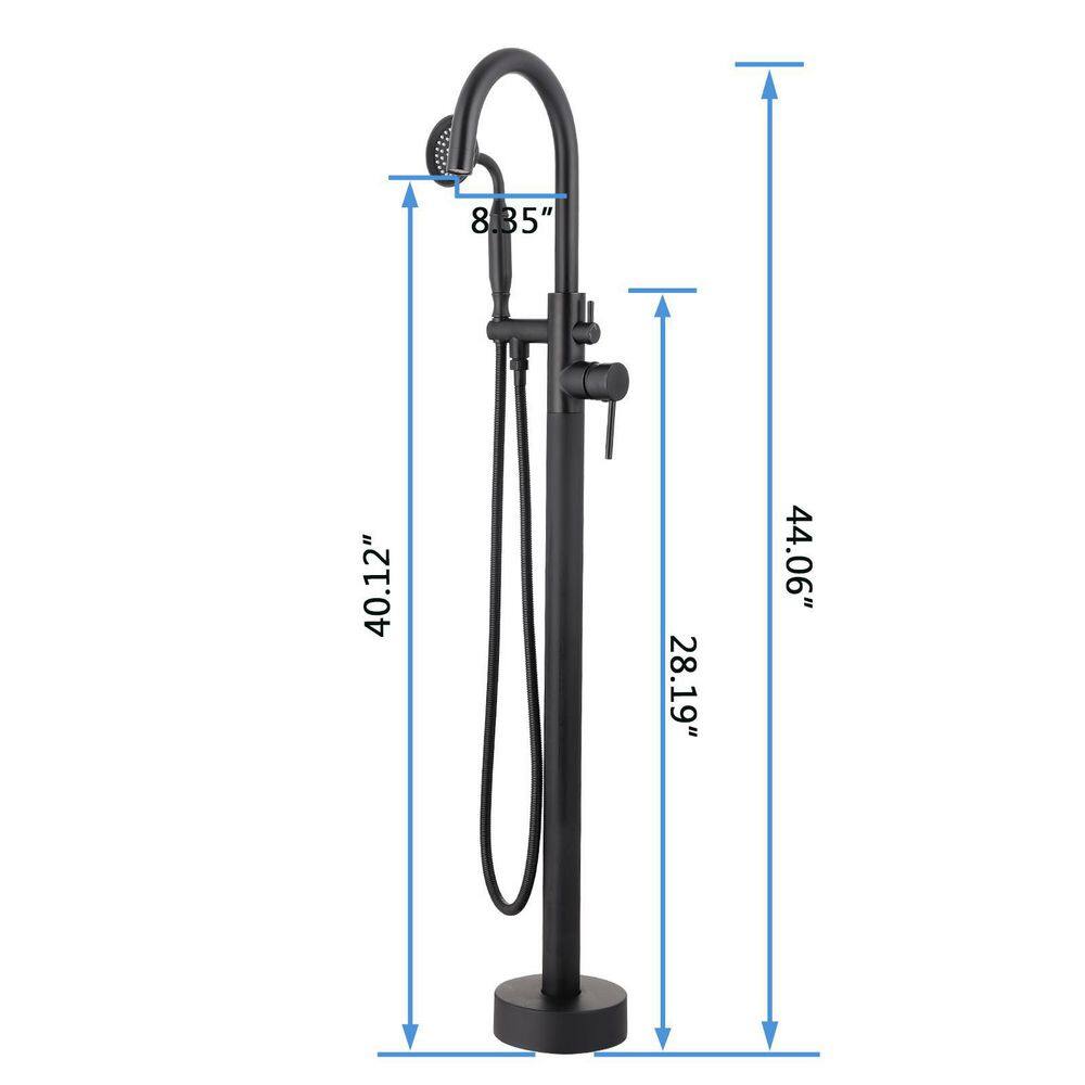 Nestfair 2-Handle Floor Mount Roman Tub Faucet with Hand Shower in Matte Black SX-MS515B