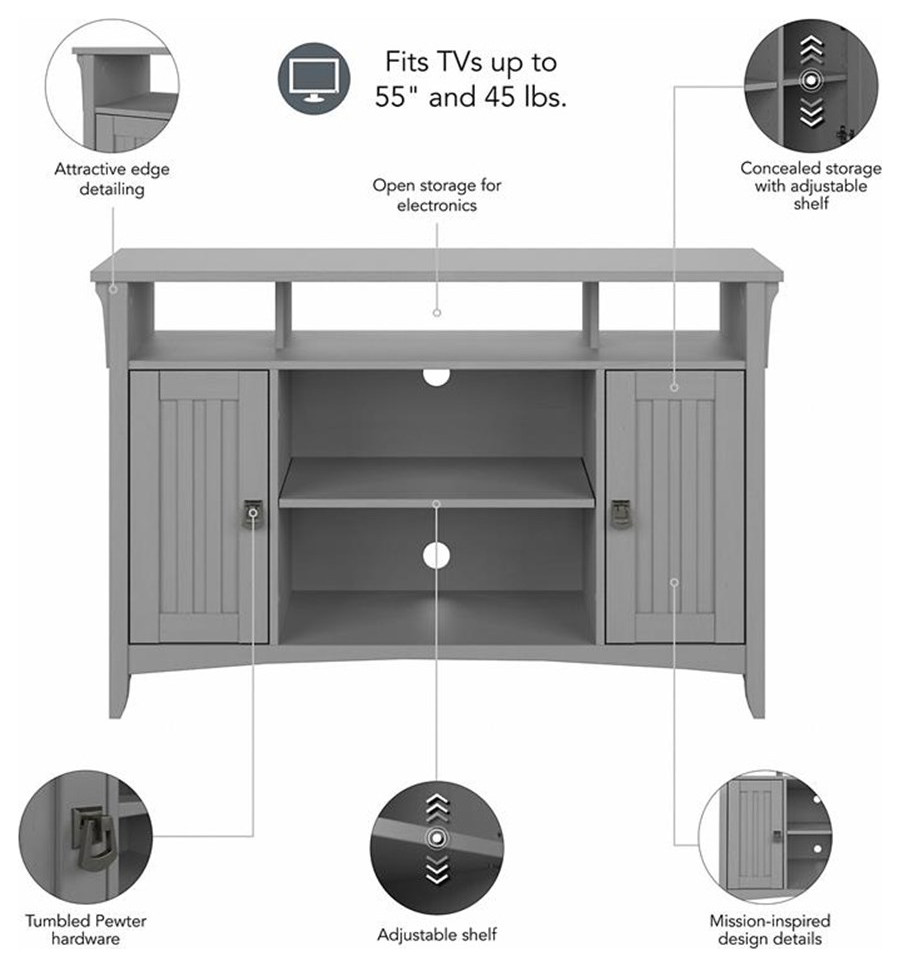 Salinas Tall TV Stand for 55 Inch TV in Cape Cod Gray   Engineered Wood   Entertainment Centers And Tv Stands   by Homesquare  Houzz