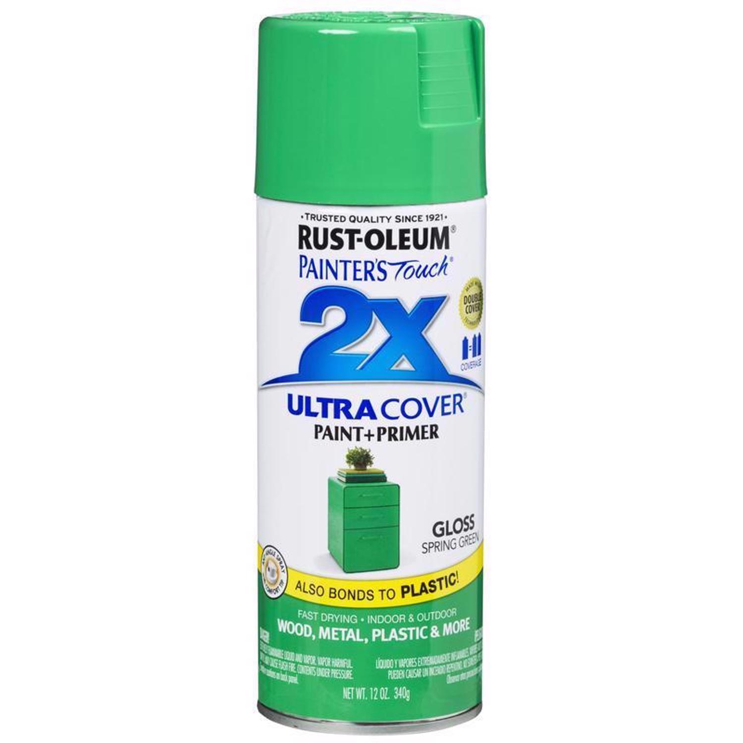 Rust-Oleum Painter\u0027s Touch 2X Ultra Cover Gloss Spring Green Paint+Primer Spray Paint 12 oz