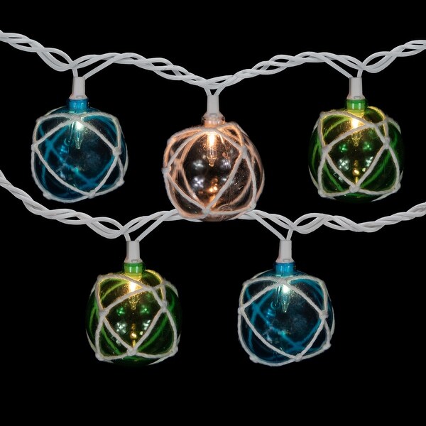 10Count Multicolor Globe Christmas Light Set，6ft White Wire