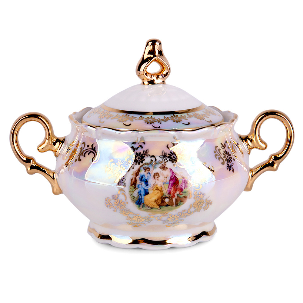 THUN Porcelain Sugar Container 8.11 fl oz (240 ml) Madonna Porcelain Sugar Bowl with Lid Sugar Keeper