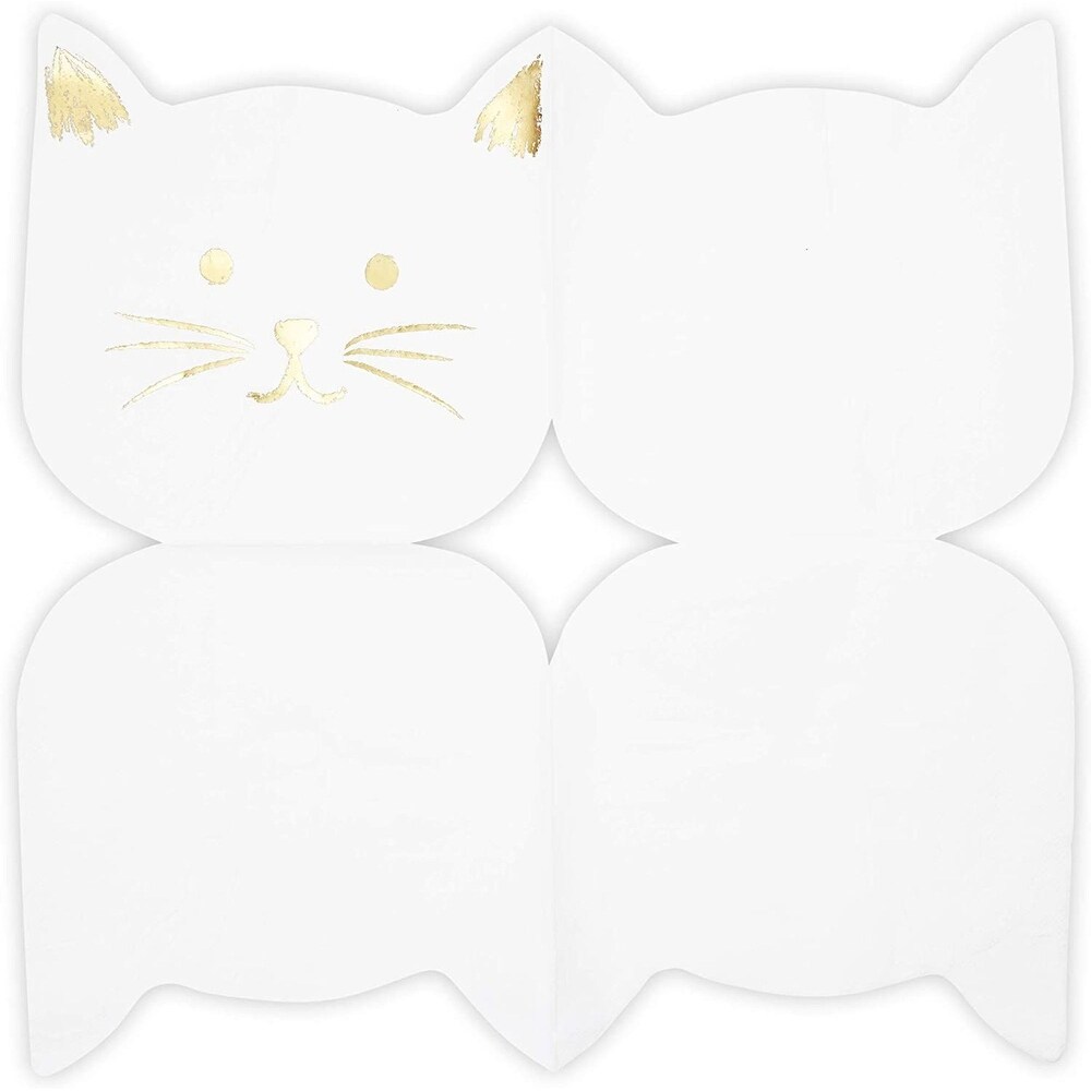 Kitty Cat Party Napkins  Gold Foil (6.5 x 6.5 In  50 Pack)