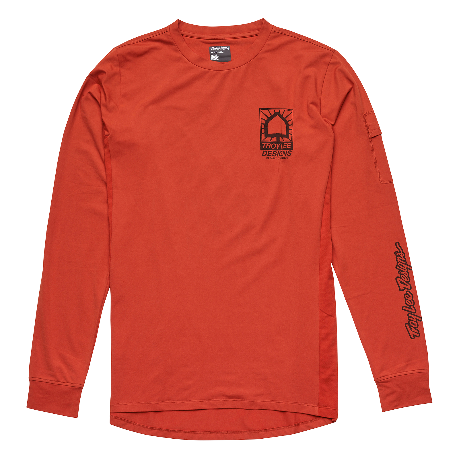 Troy Lee Designs Ruckus Long Sleeve Ride Tee - Bolts - Create To Destroy - Brick