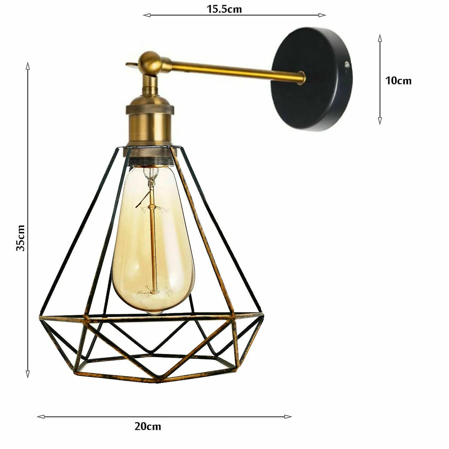 Black industrial wall sconce geometric cage light home living room bedside wall lamp~1526