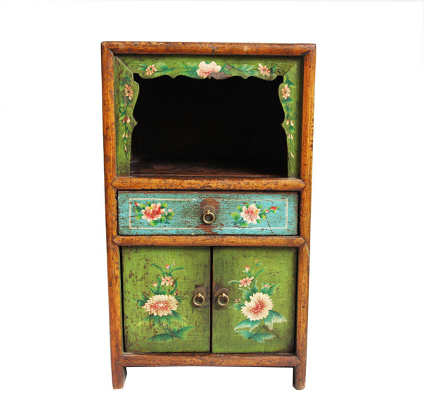 Consigned Vintage  Painted Mongolian Side Cabinet   Asian   Accent Chests And Cabinets   by Design Mix Furniture  Houzz