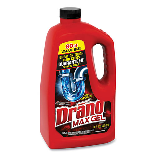 SC Johnson Drano Max Gel Clog Remover | Bleach Scent， 80 oz Bottle， 6