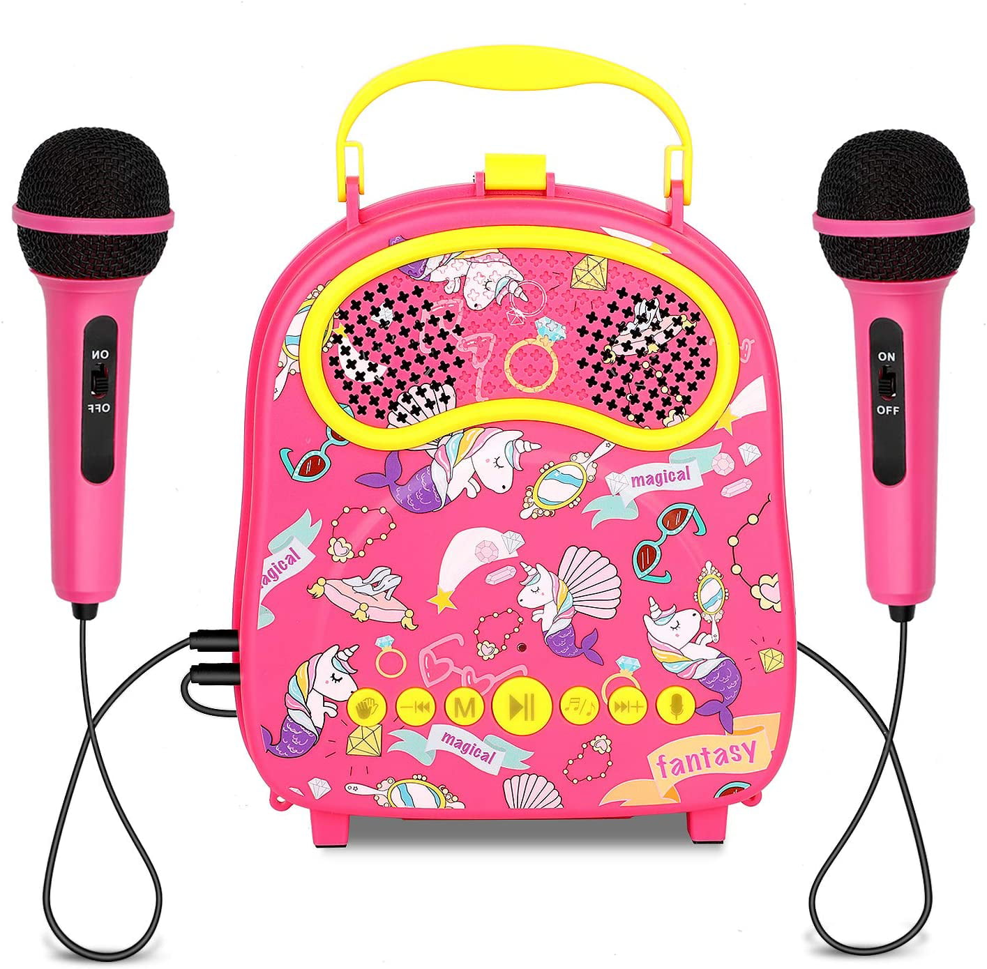 Kids Karaoke Machine with 2 Microphones for Girls Children Singing Machine Toddler Bt Karaoke Music Toy for Birthday