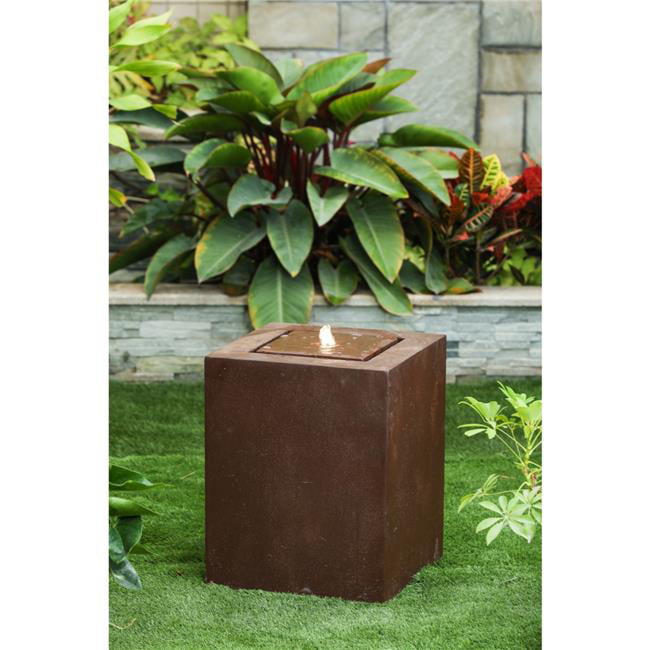 Aged Bronze Square 20in. H Fountain with LED Light