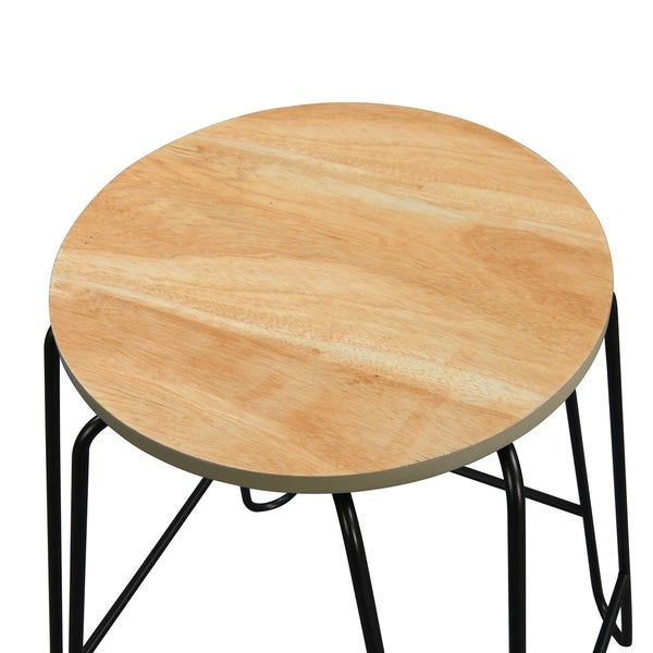 Haim Wood and Metal Round Counter Stool Set